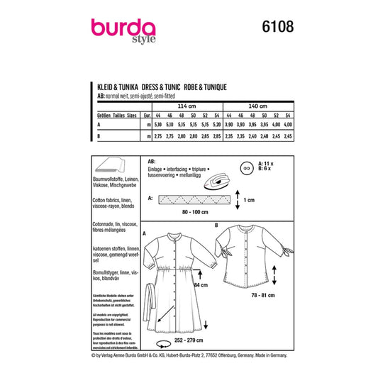 Dress Sewing Pattern - Burda Style 6108