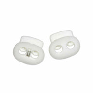 Plastic Two Hole Cord Stops - White - 2 pcs