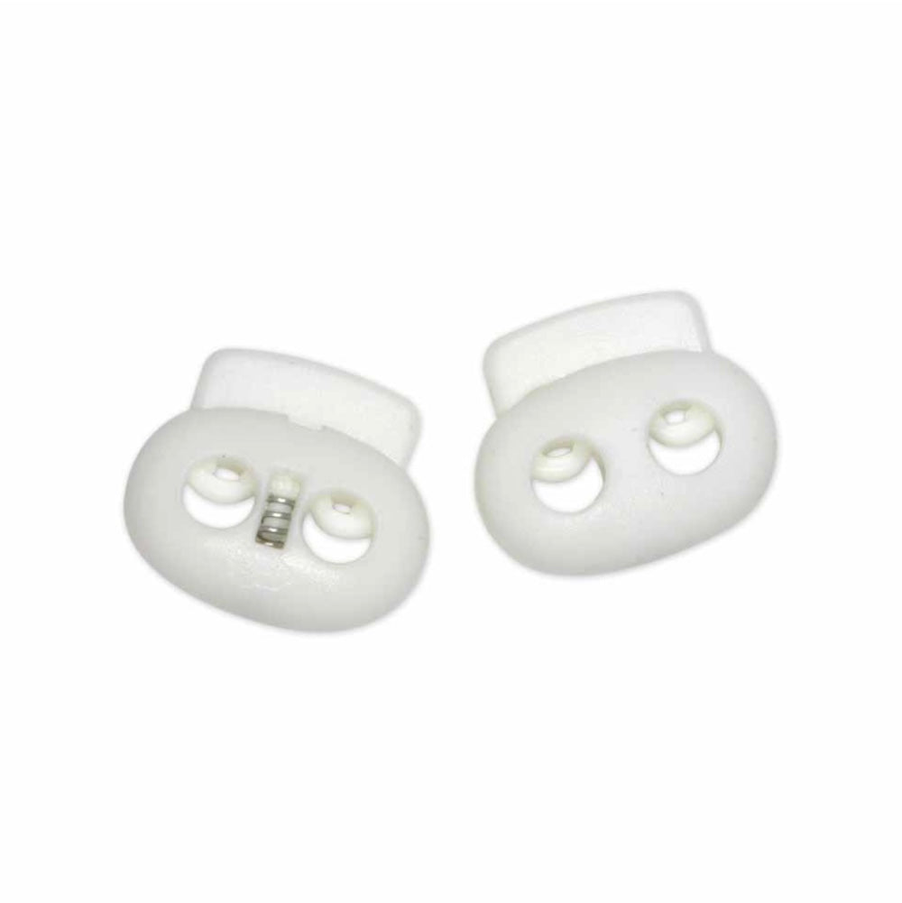 Plastic Two Hole Cord Stops - White - 2 pcs