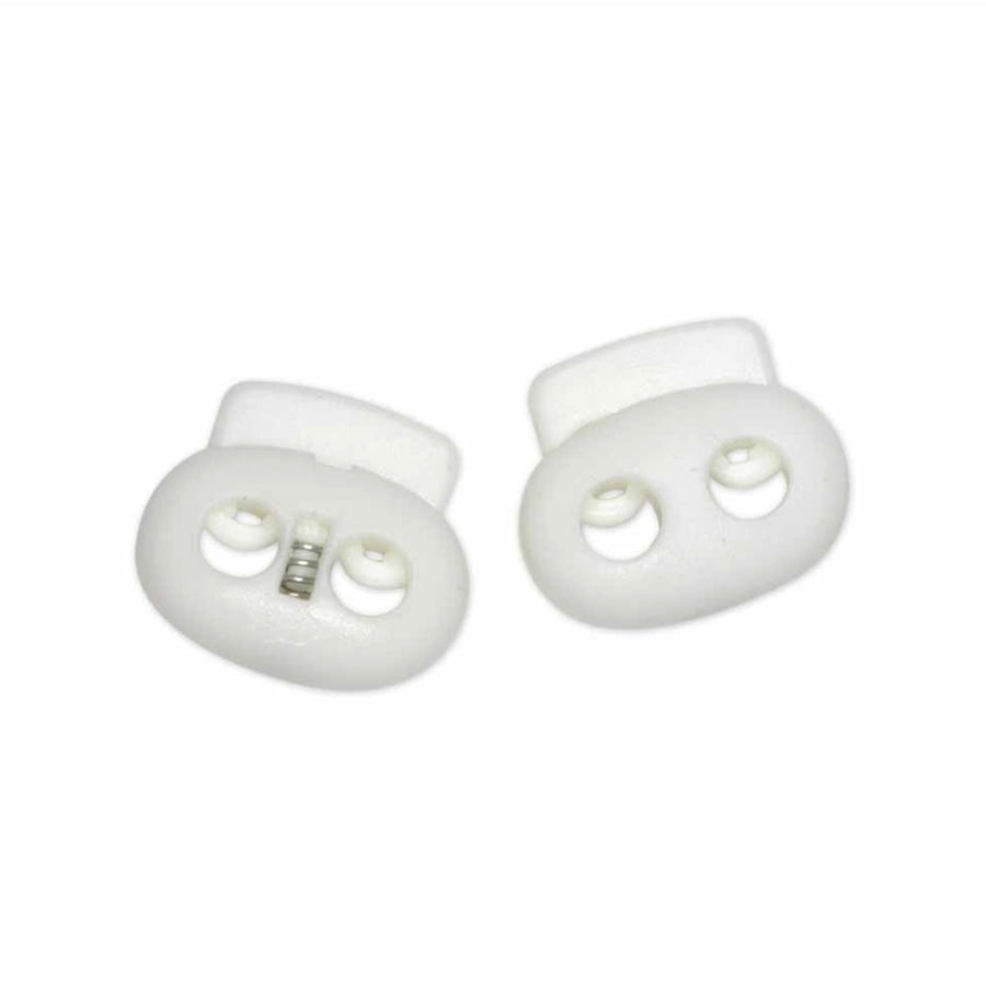Plastic Two Hole Cord Stops - White - 2 pcs