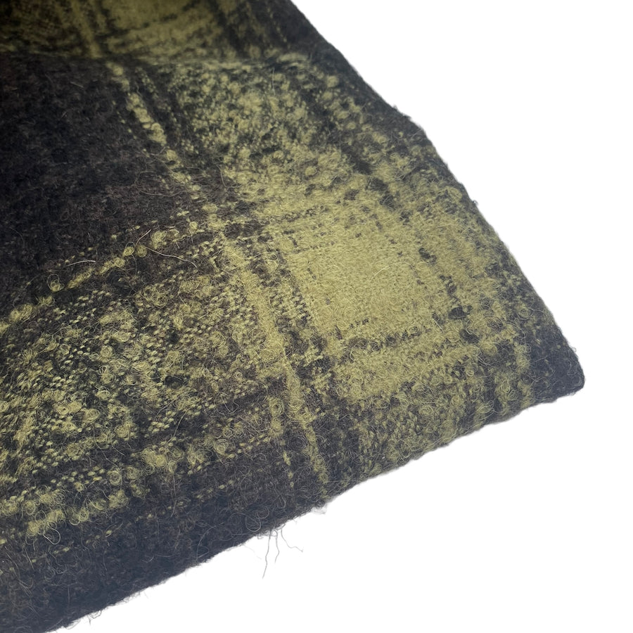 Wool Coating - Plaid - Black/Green