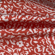 Printed Paisley Cotton Canvas - Coral/White