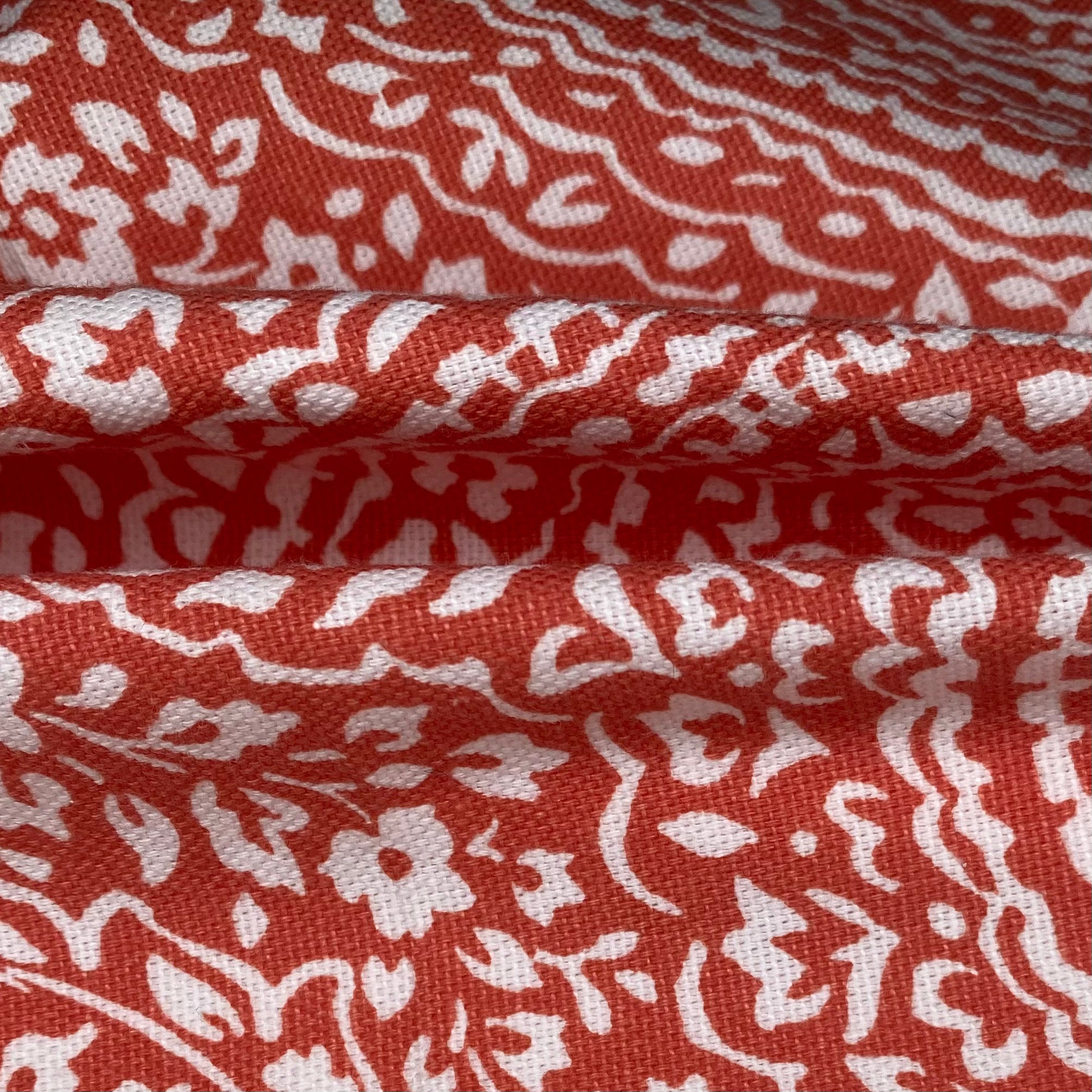 Printed Paisley Cotton Canvas - Coral/White