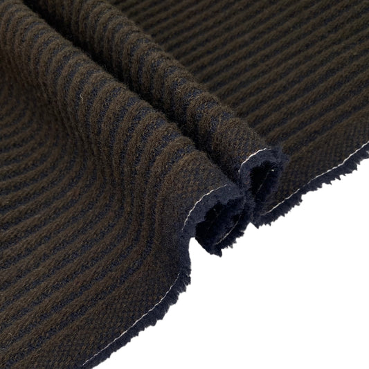 Striped Wool Coating - Remnant - Brown/Black