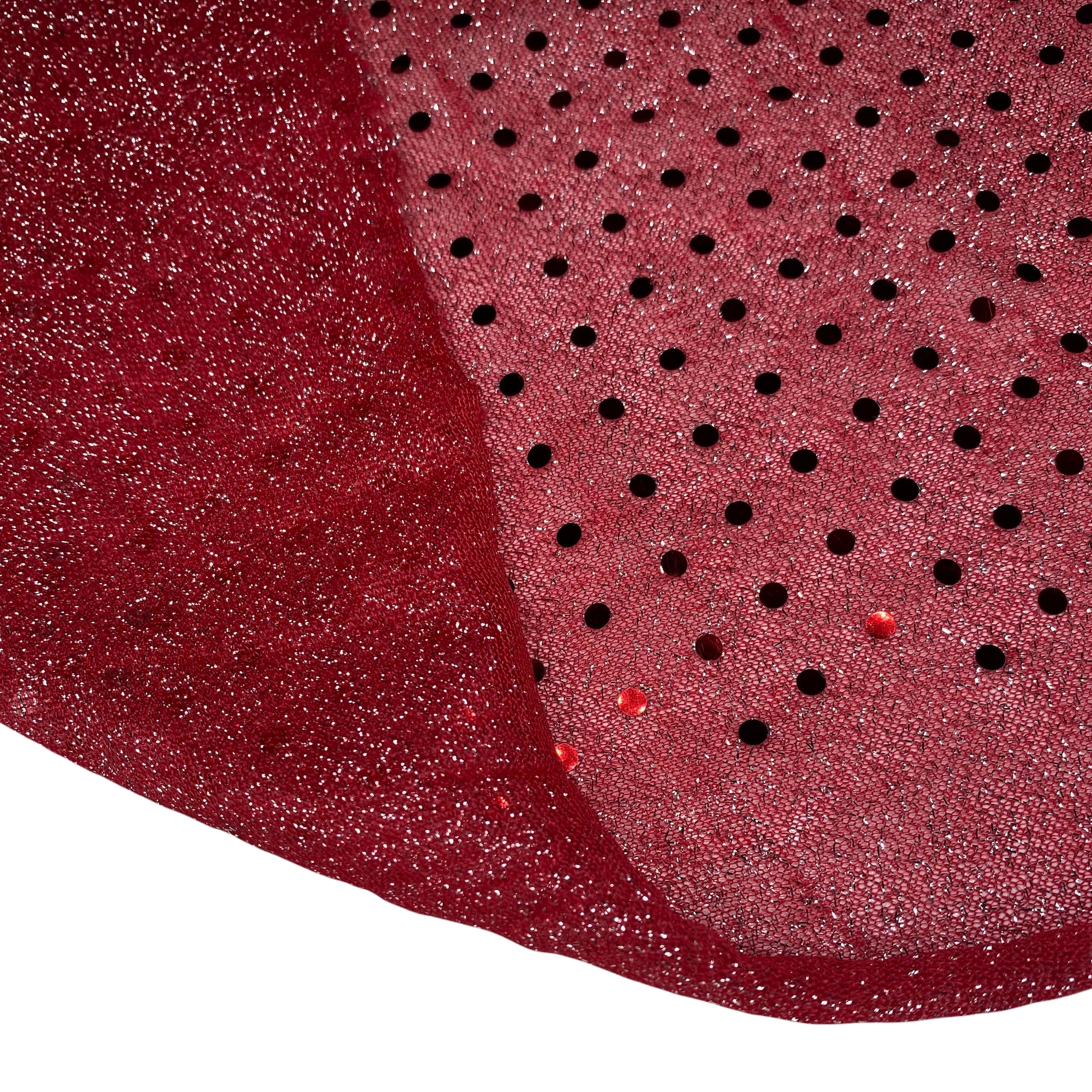 Faux Sequin Shiny Confetti Dot Knit - 42” - Red/Silver
