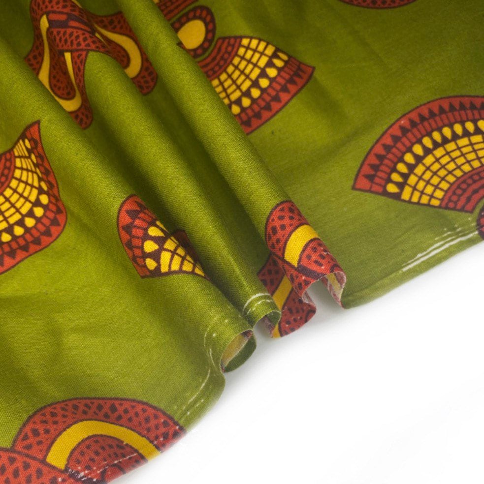 African Printed Cotton - Multi-Colour / Green