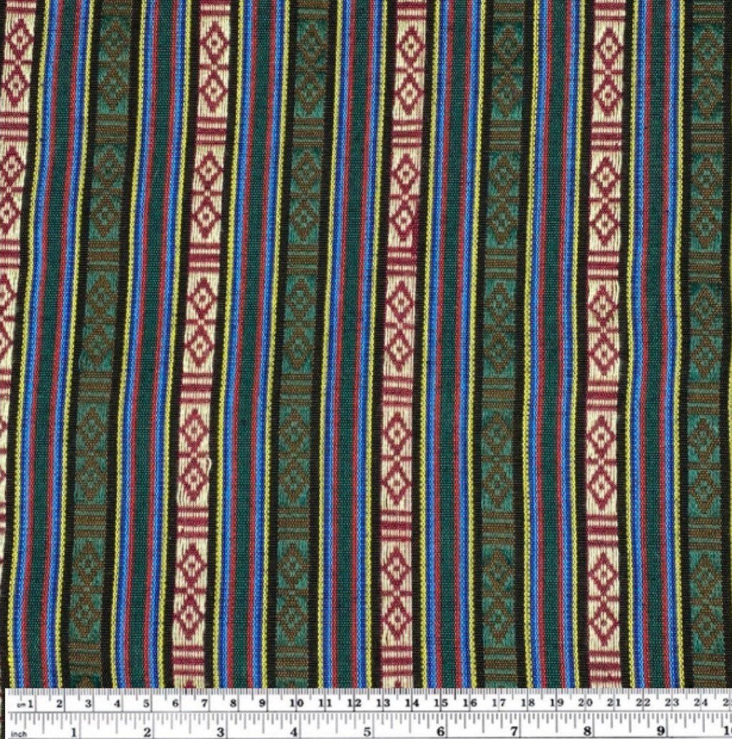 Woven Polyester - Striped Aztec - Green