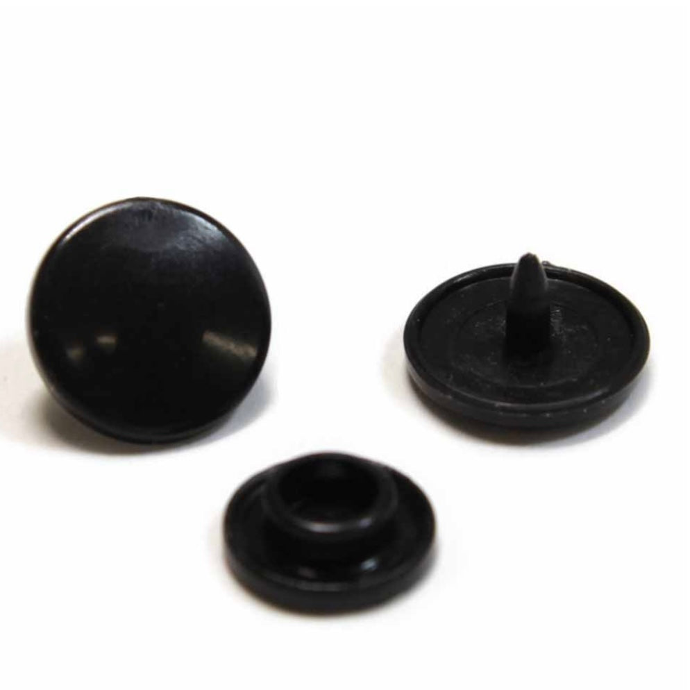 Plastic Snap Fasteners - Size 2 - 11mm (3/8″) - 30 sets - Black