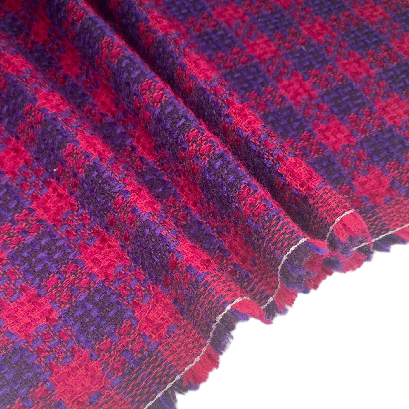 Plaid Coating Wool Blend - Pink/Purple