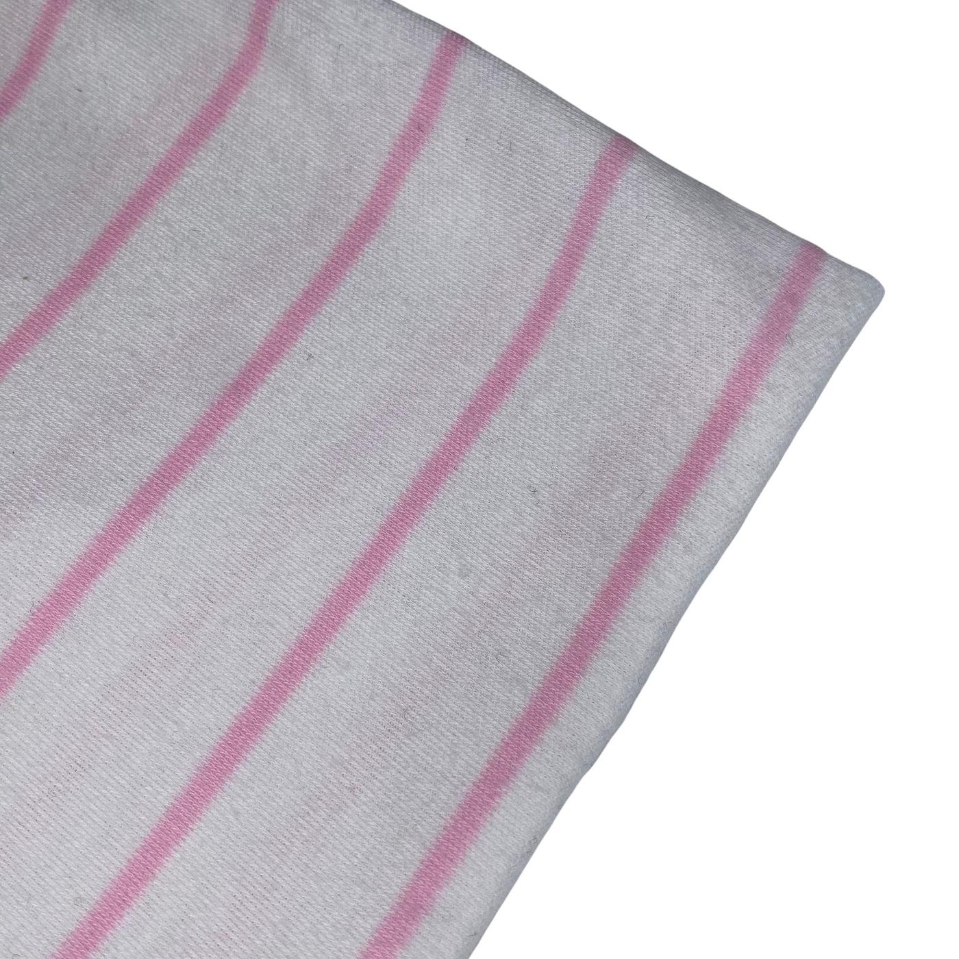 Striped Mercerized Cotton Knit - 68” - White/Pink