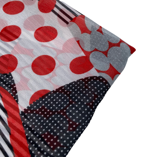 Polka Dot Crinkled Polyester Chiffon - 58” - White/Black/Red/Grey