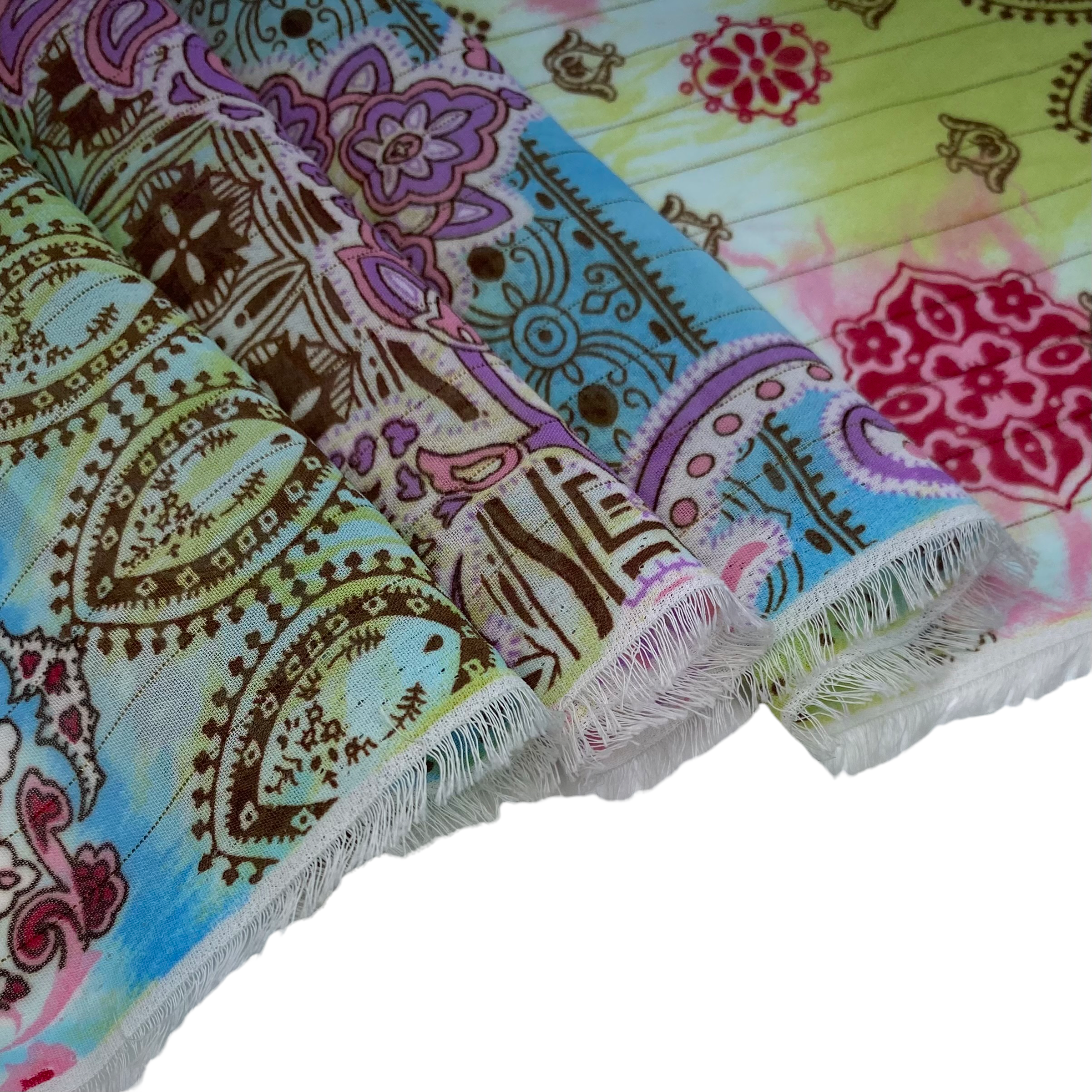 Paisley Striped Polyester Chiffon - 58” - Purple/Blue/Green