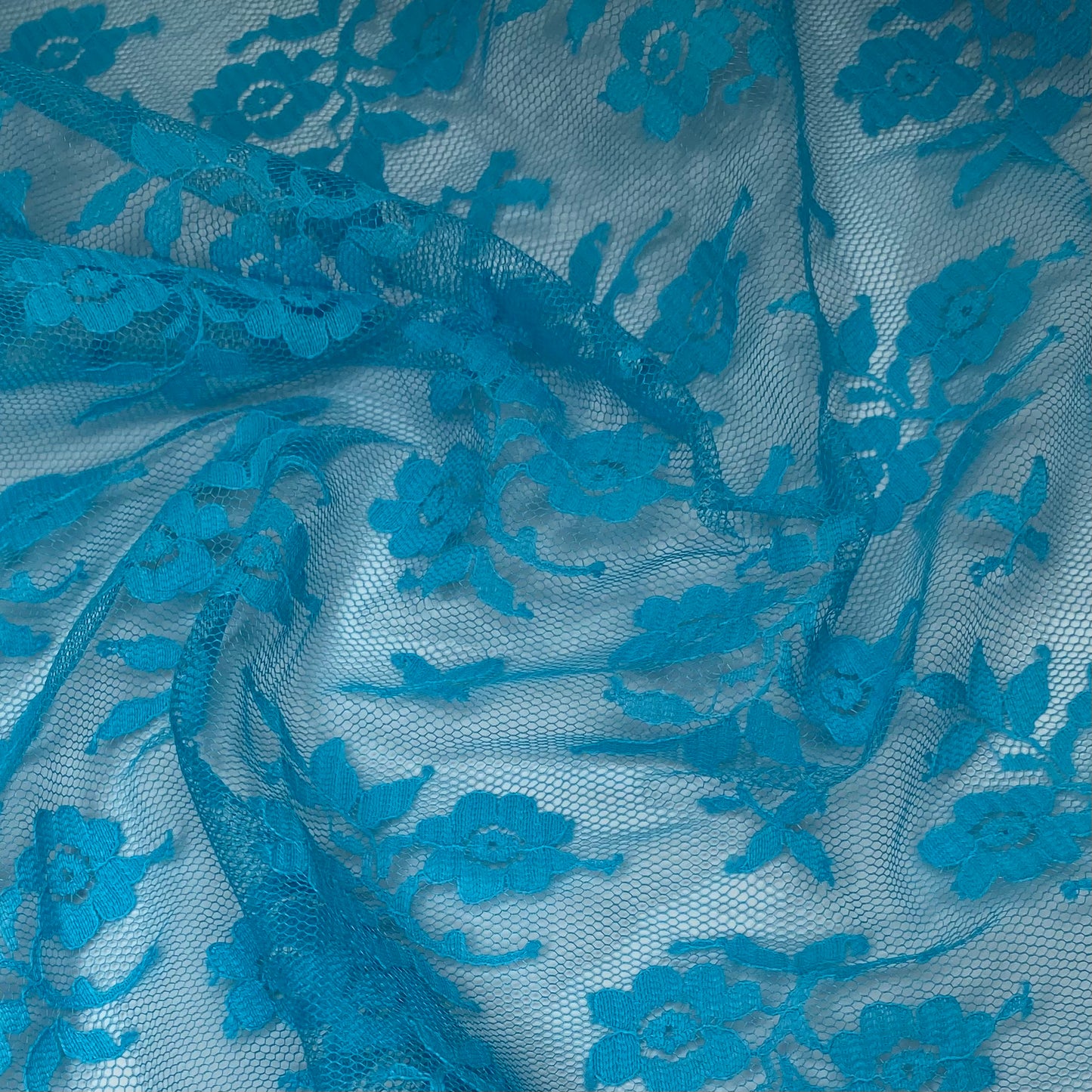 Floral Corded Lace with Scalloped Edges - Blue