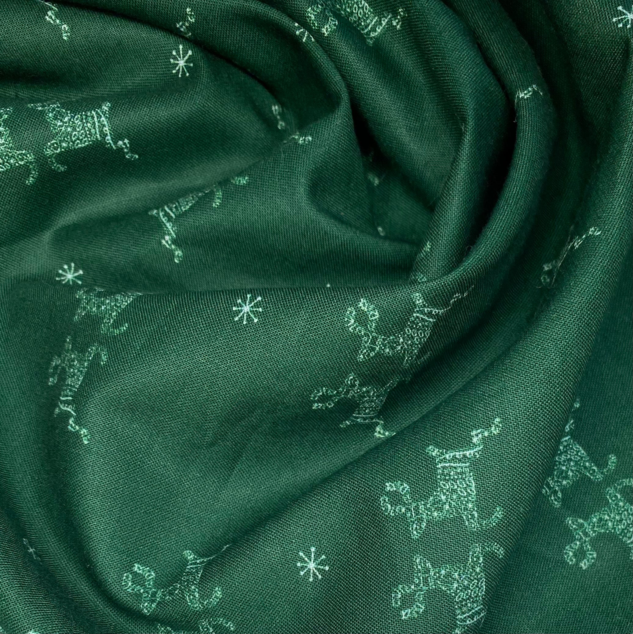Quilting Cotton - Little Christmas Reindeer - 44” - Green