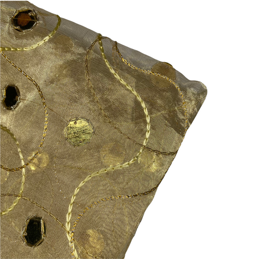 Embroidered Sequin Silk Organza - Gold