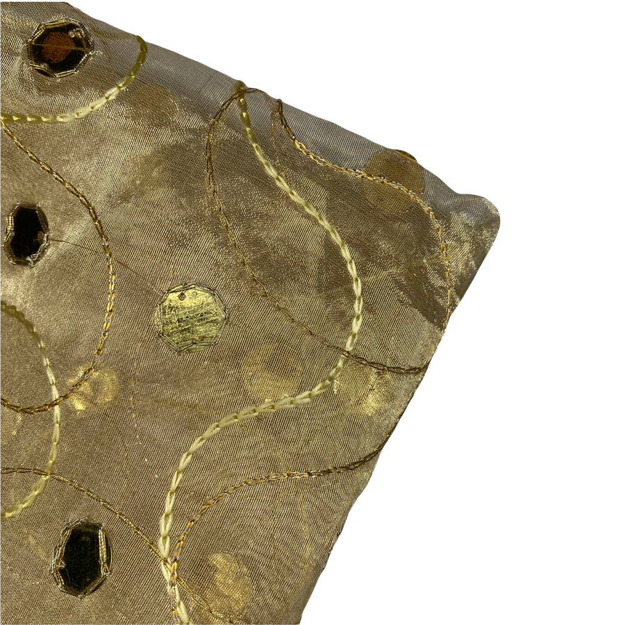 Embroidered Sequin Silk Organza - Gold