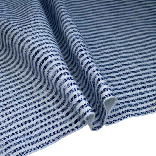 Printed Cotton Flannel - Striped - White/Navy