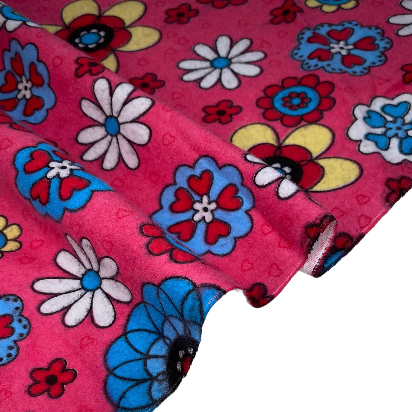 Printed Cotton Flannel - Flowers - Pink