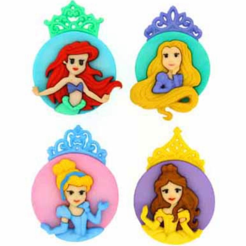 Novelty Buttons - Princess Assortment - 4pcs