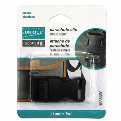 Single Adjust Parachute Buckle - Plastic - 15mm (9/16″) - Black