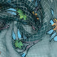 Embroidered Silk Organza - Green - Remnant