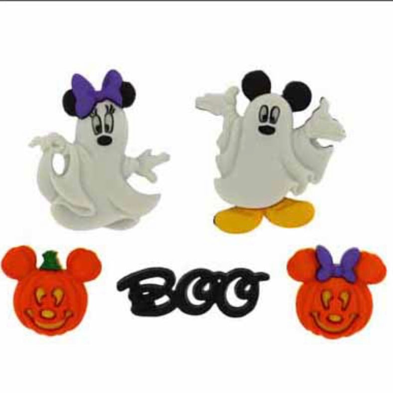 Novelty Buttons - Mickey Mouse & Minnie Halloween Ghosts - 5pcs