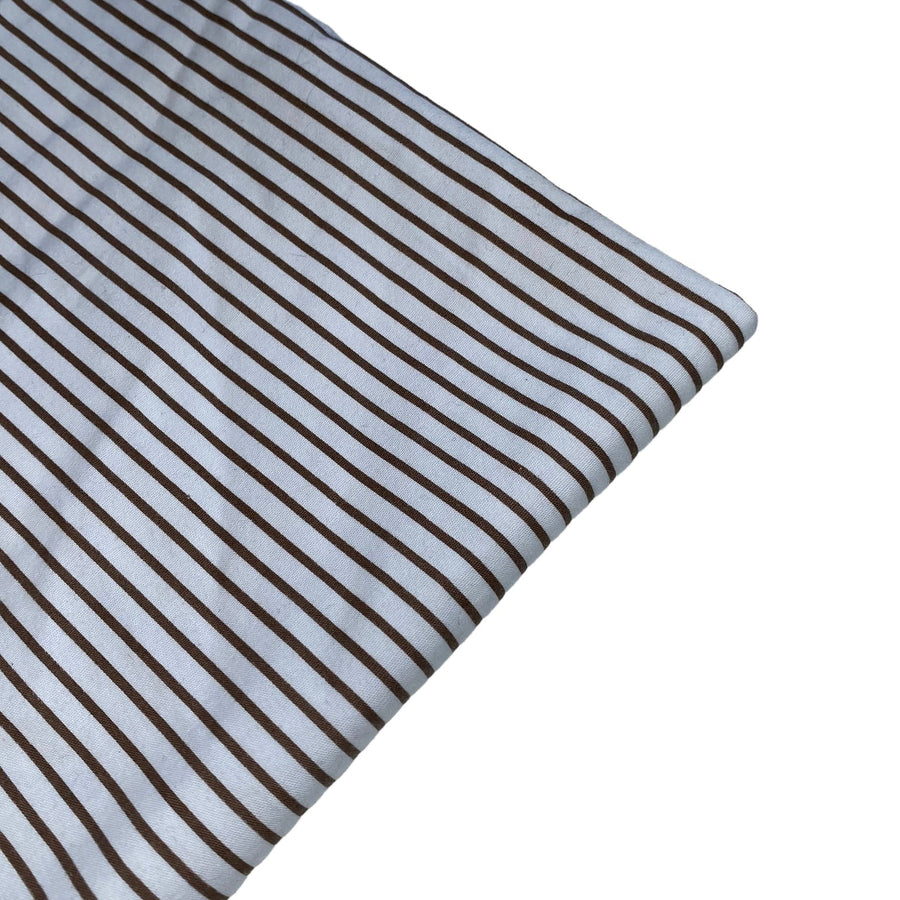 Striped Printed Cotton - White/Brown