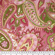 Printed Paisley Cotton Canvas Remnant - Pink/Green/ Yellow