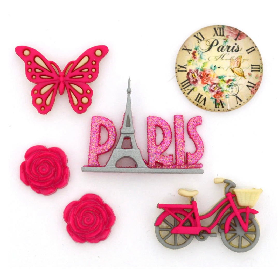 Novelty Buttons - Paris - 6 pcs