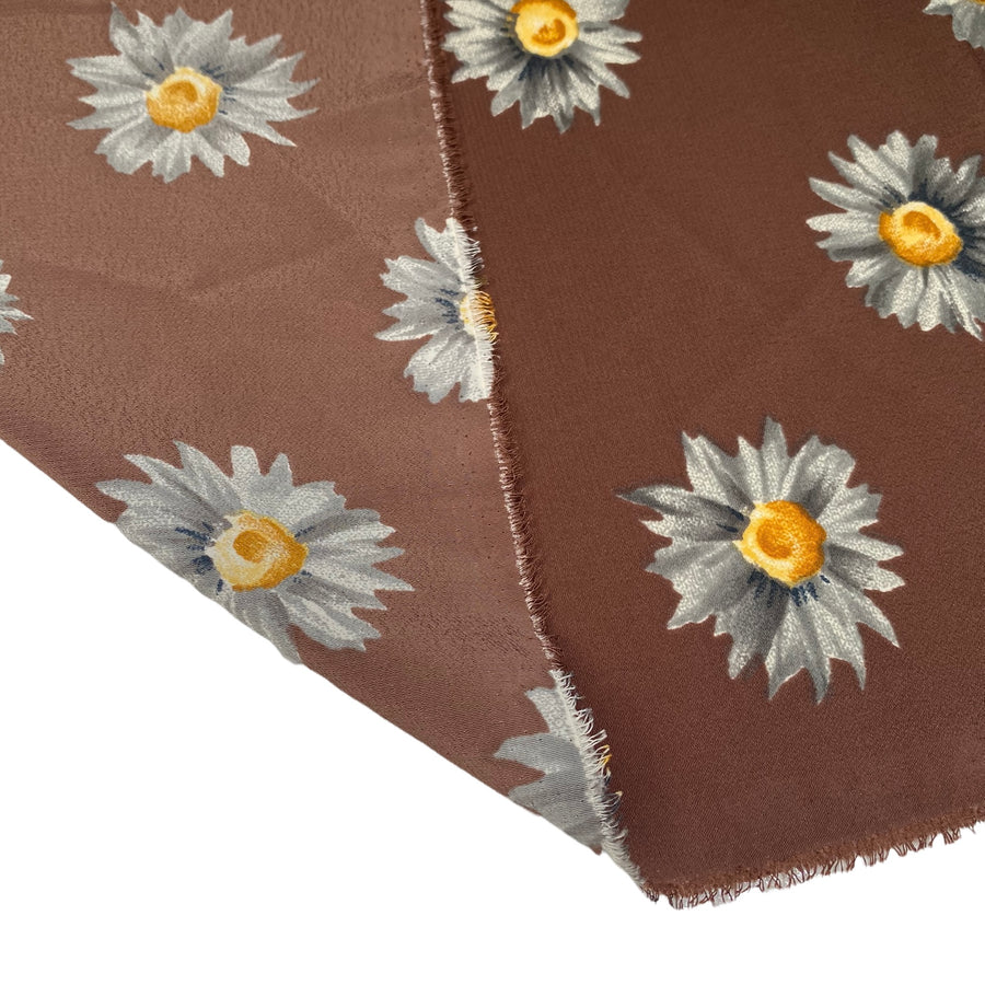 Floral Printed Polyester Crepe Chiffon - 44” - Brown