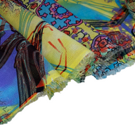 Printed Polyester Chiffon - Abstract Print - Blue/Yellow/Pink