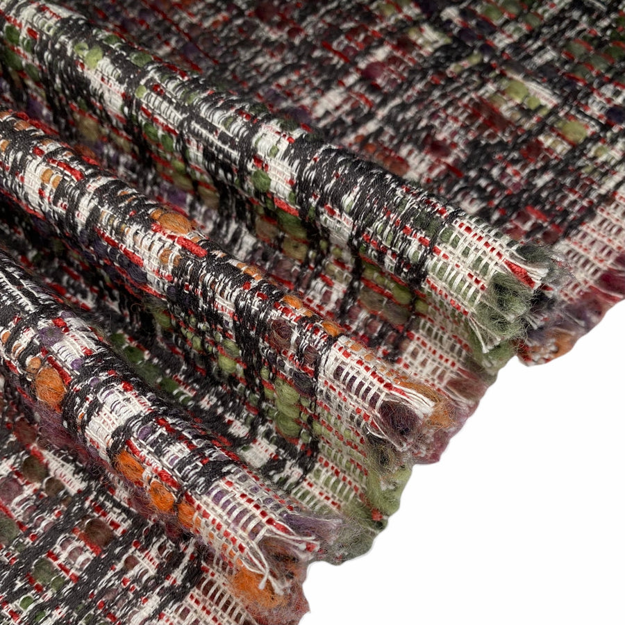 Boucle Upholstery Remnant - Rust/Green/Purple/Grey