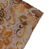 Metallic Floral Polyester Brocade - Orange/Gold