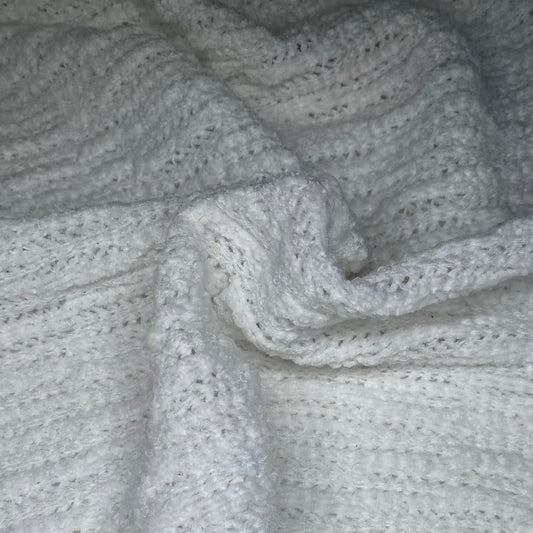 Chenille Polyester Knit - White