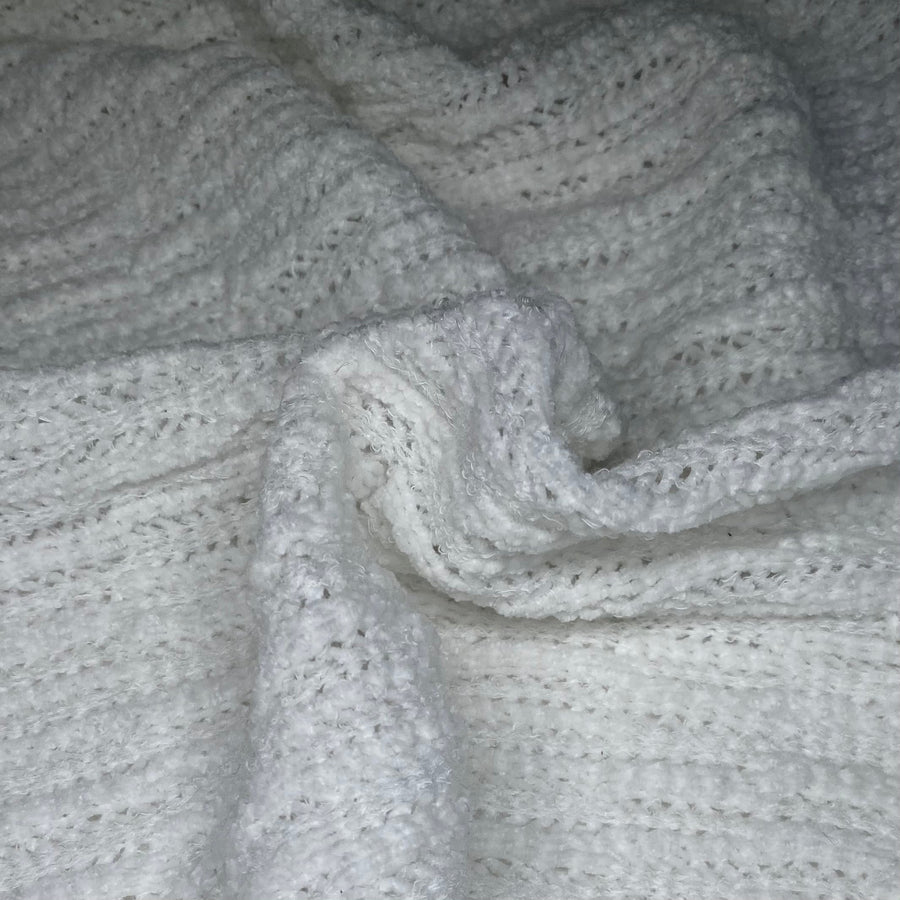 Chenille Polyester Knit - White