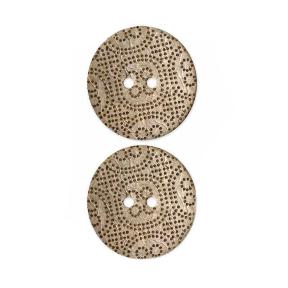 Two Hole Coconut Button -  38mm - Light Brown - 2 Count