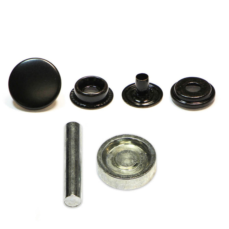 Heavy Duty Snaps with Tool - 15mm (5/8″) - 8 sets - Black
