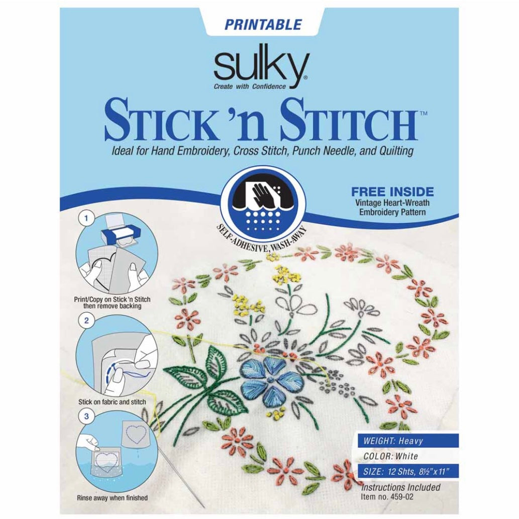 Stick ‘n Stitch - 21.5 x 28cm (8½″ x 11″) - 12 sheets