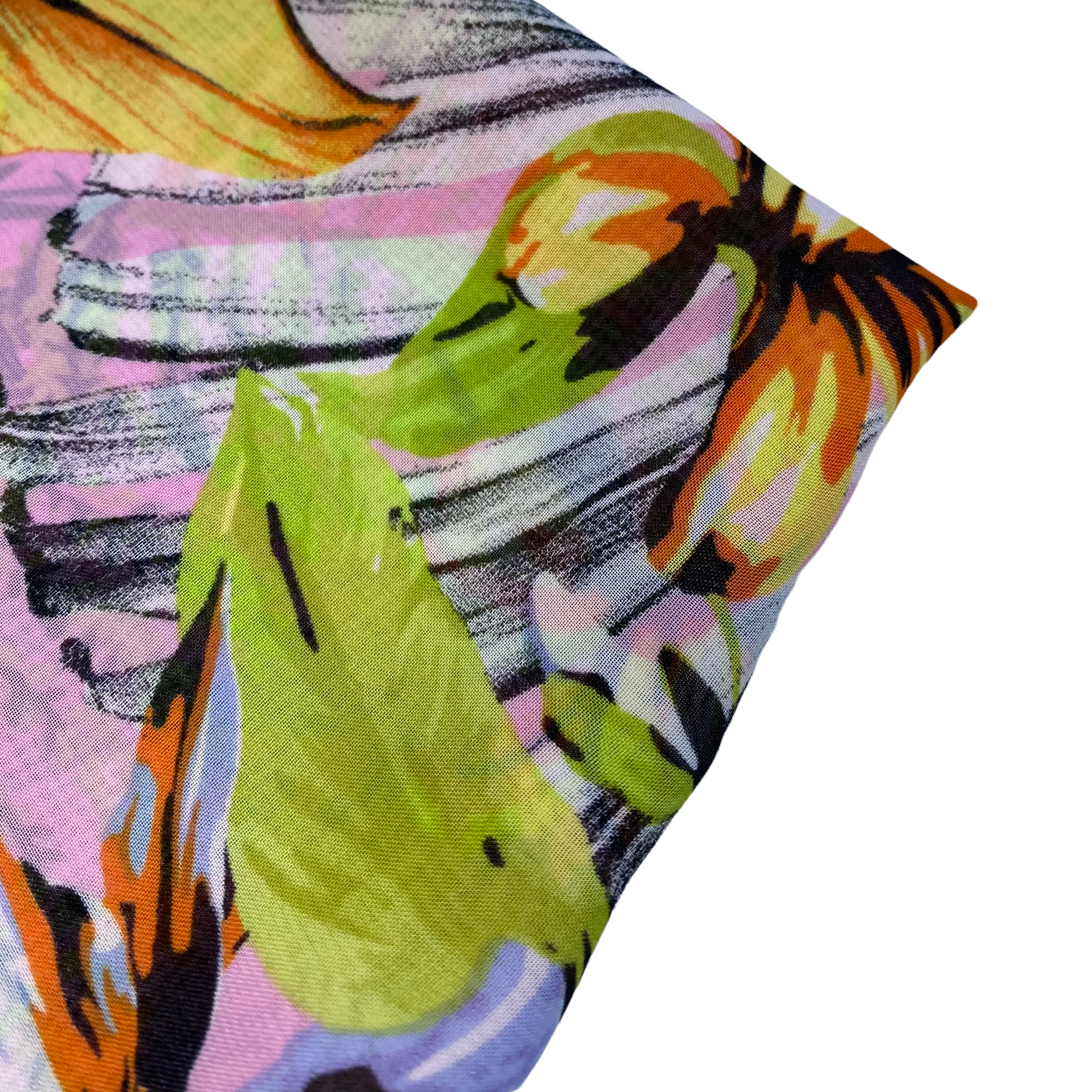 Tropical Floral Polyester Chiffon - Pink