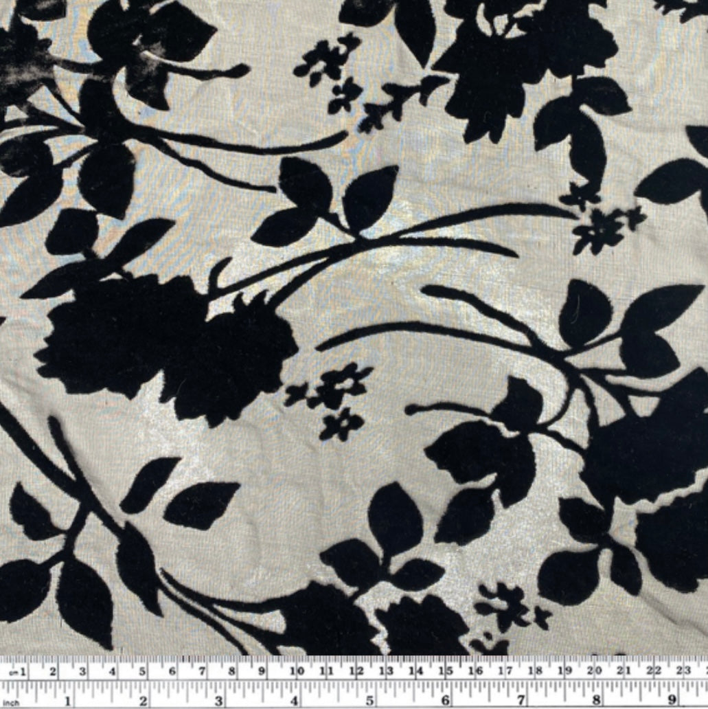 Floral Burnout Silk Chiffon - Black