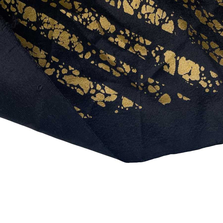 Striped Silk Shantung - Black/Gold