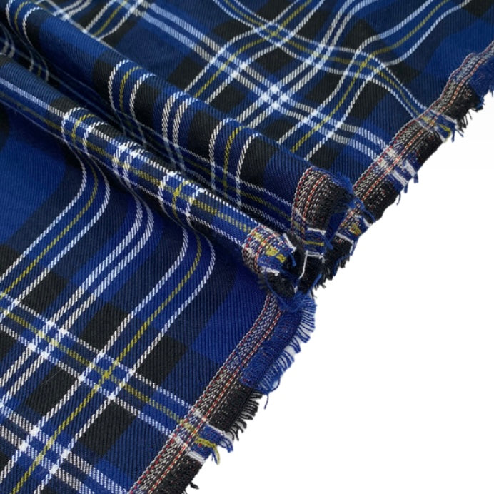 Plaid Wool Blend - Blue/Black/White/Yellow