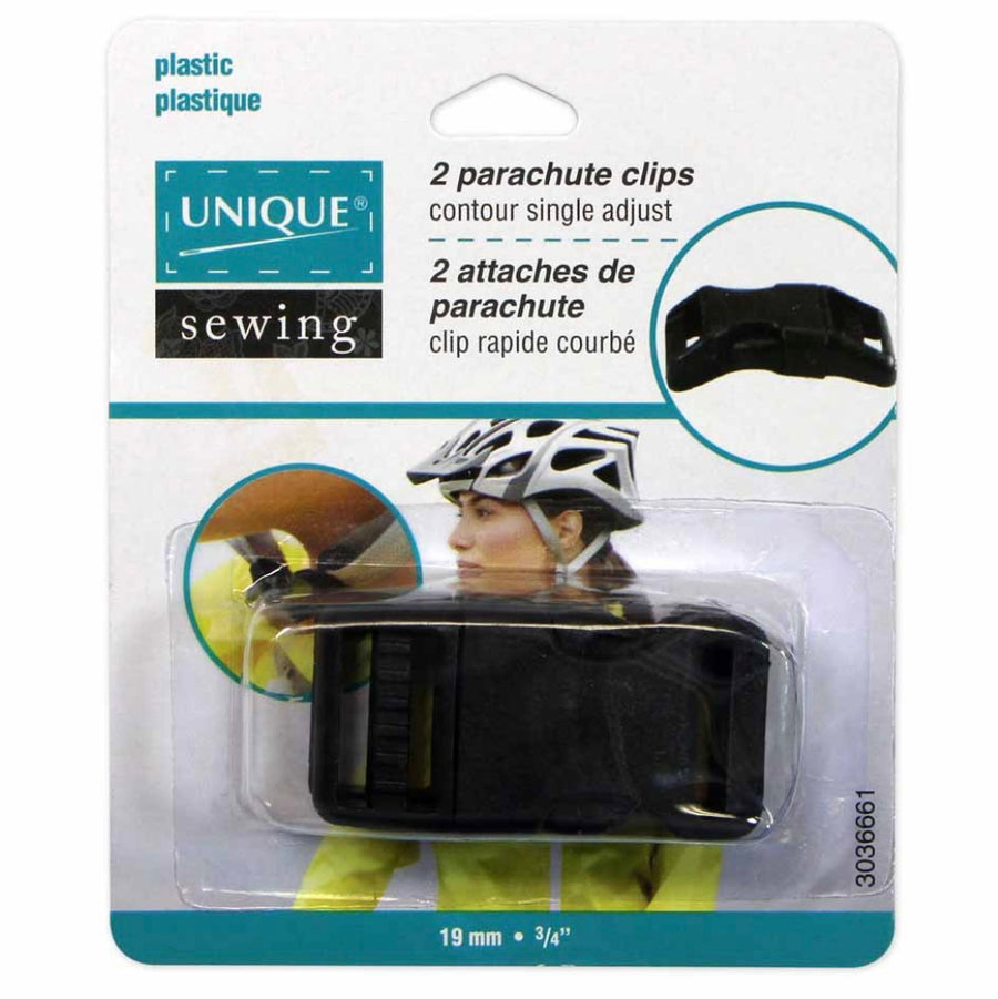 Contoured Parachute Buckle - Plastic - 19mm (3/4″) - Black - 2 pcs
