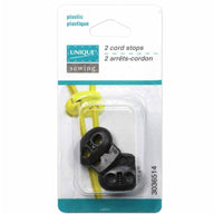 Plastic Two Hole Cord Stops - Black - 2 pcs