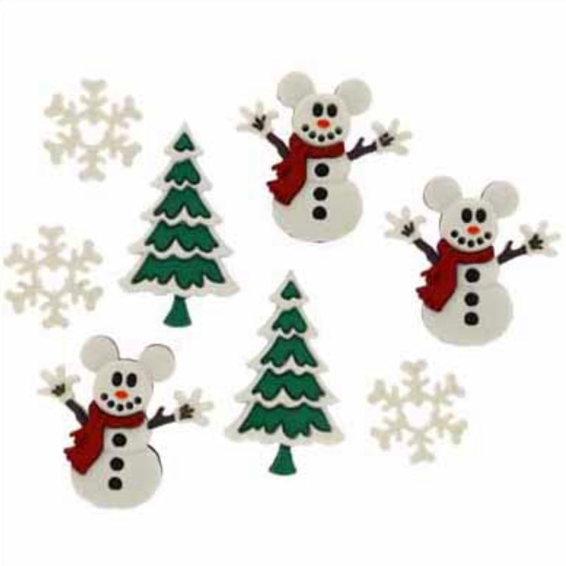 Novelty Buttons - Mickey Snowman