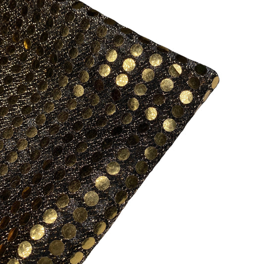 Faux Sequin Large Shiny Confetti Dot Knit - 46” - Gold/Black