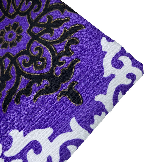 Cotton/Acrylic Brocade - Purple/White/Black