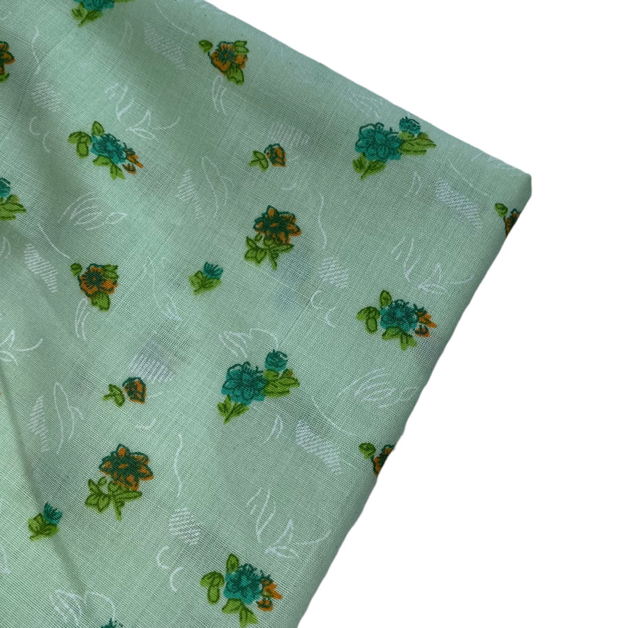Printed Cotton Voile - Small Floral Print- Mint Green