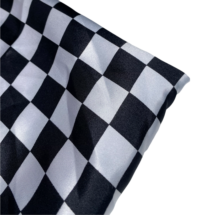 Printed Polyester Charmeuse - Checkered - Black/White