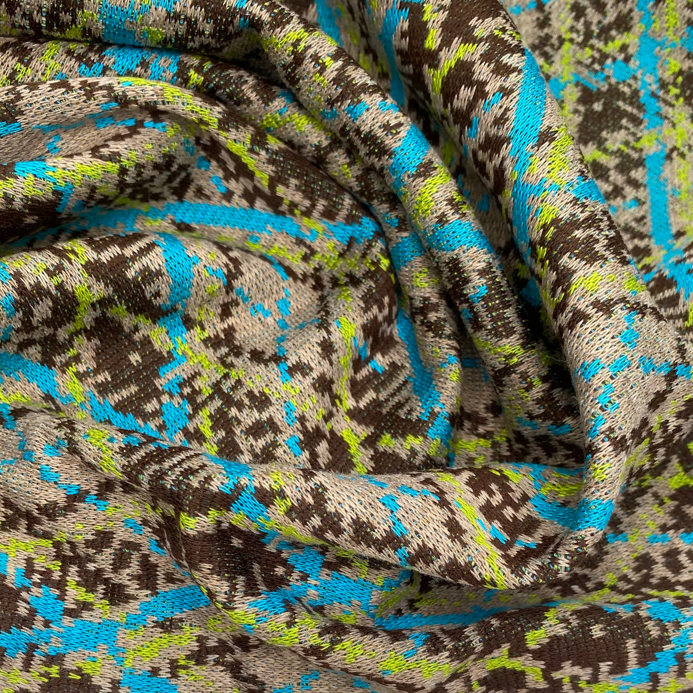 Patterned Polyester Knit - Argyle -  Green/Blue/Brown